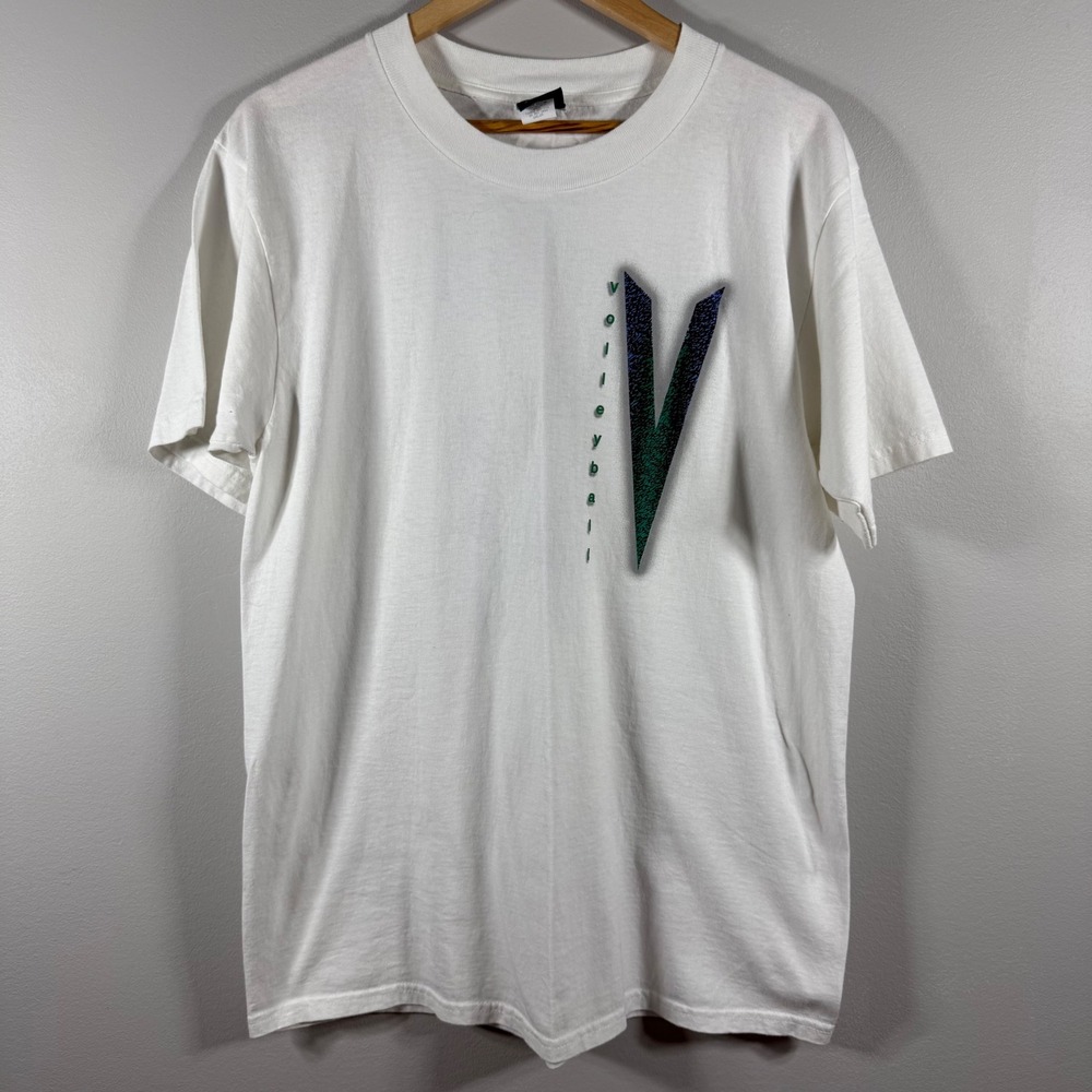 M Sport Vintage Volleyball Graphic T-Shirt White Large